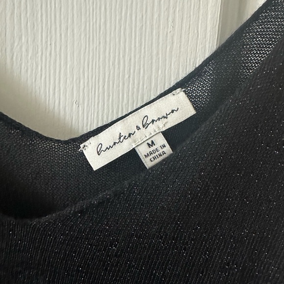 Hunter & Brown Cami, M, Black, spaghetti straps very sheer sparkly NWOT - Picture 3 of 8